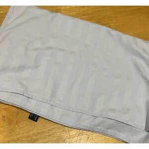 Lands' End Portuguese Damask‎ Stripe Queen Flat Sheet~light Blue~100% Cotton